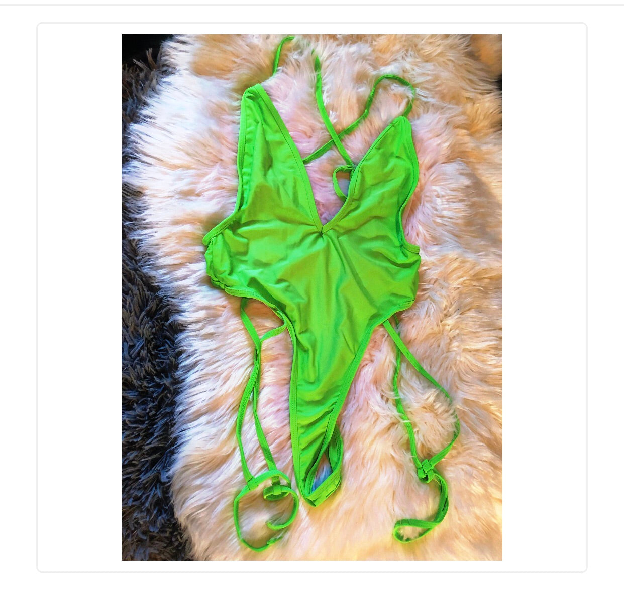 Neon green one piece thong