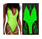 Neon green one piece thong