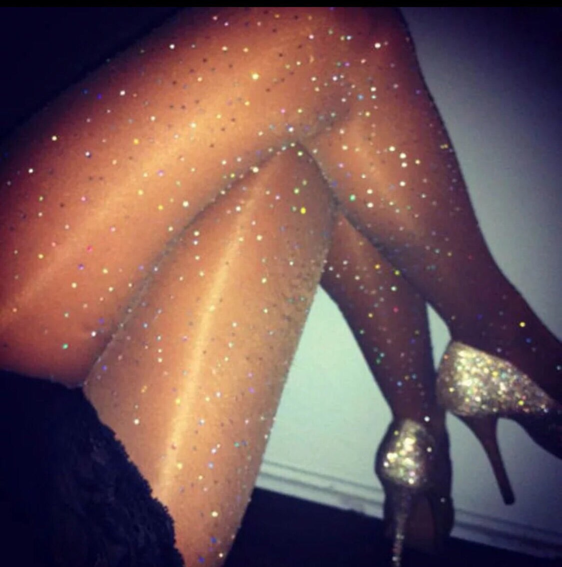 Nude rhinestone fishnets