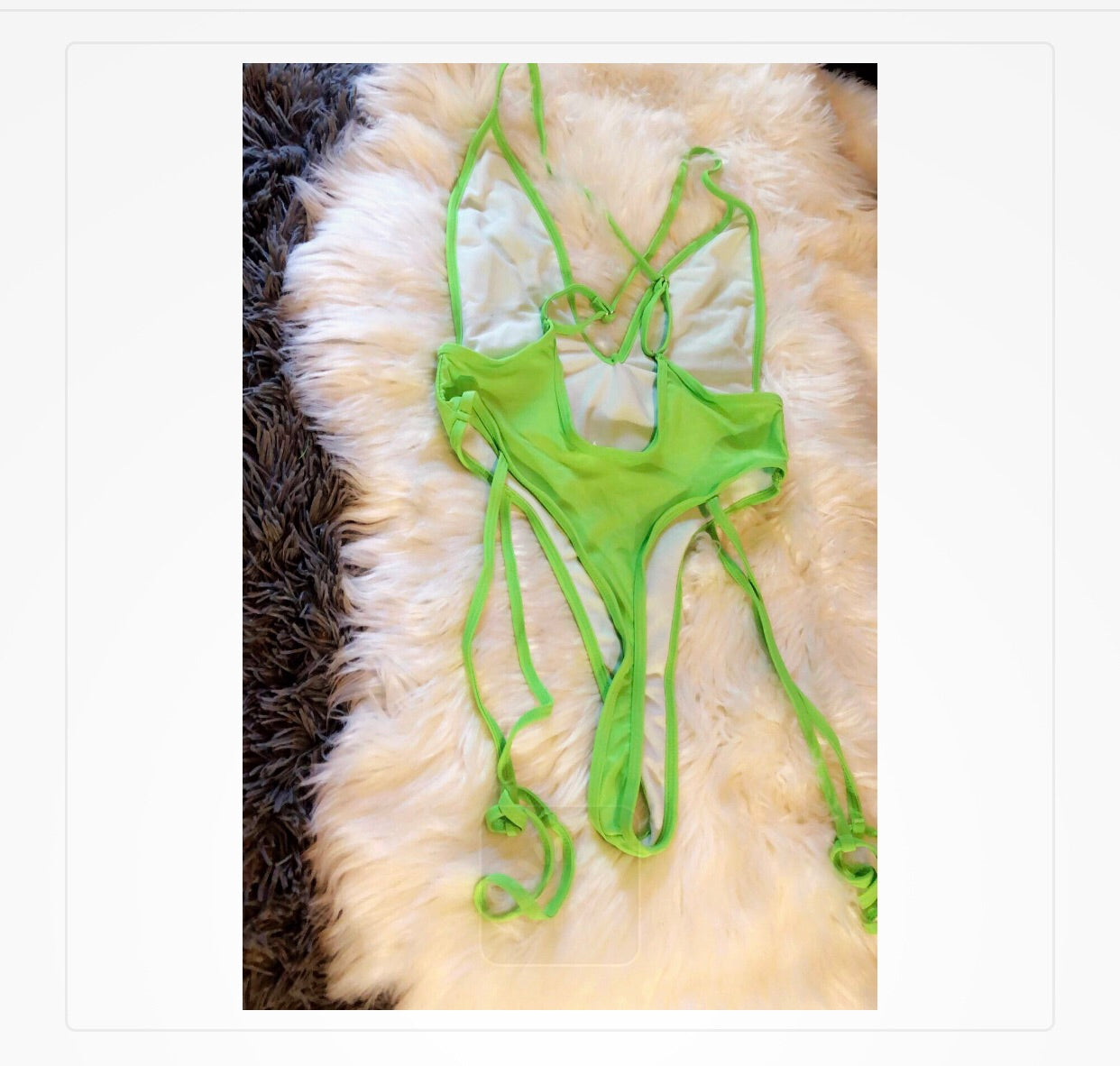 Neon green one piece thong