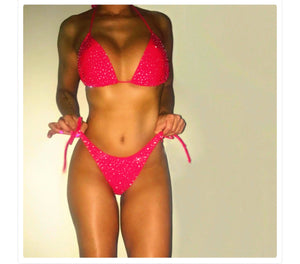 Pink rhinestone bikini