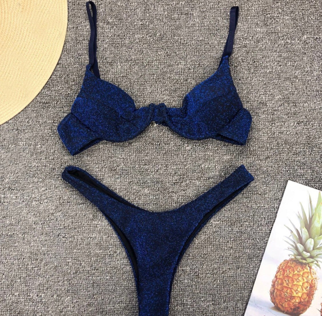 Metallic blue swimsuit